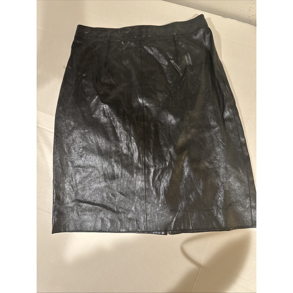 Milly of New York Brown Faux Leather Skirt Womens 4 A-Line Knee Length Office